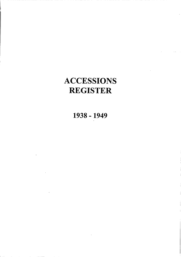 image of Horniman Museum Accession Register, 1938-1949
