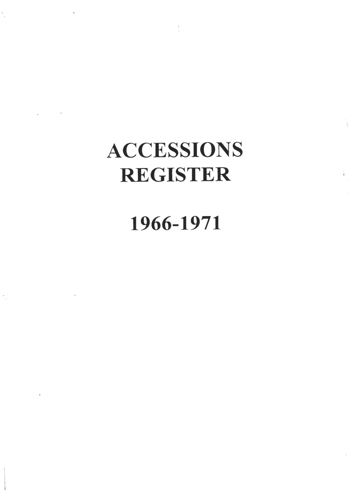 image of Horniman Museum Accession Register, 1966-1971