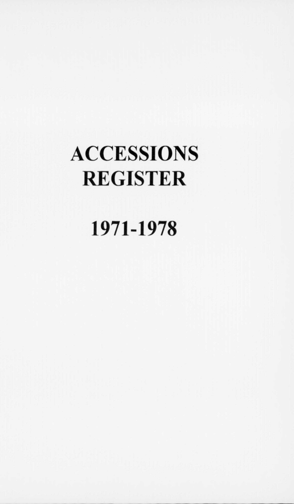 image of Horniman Museum Accession Register, 1971-1978