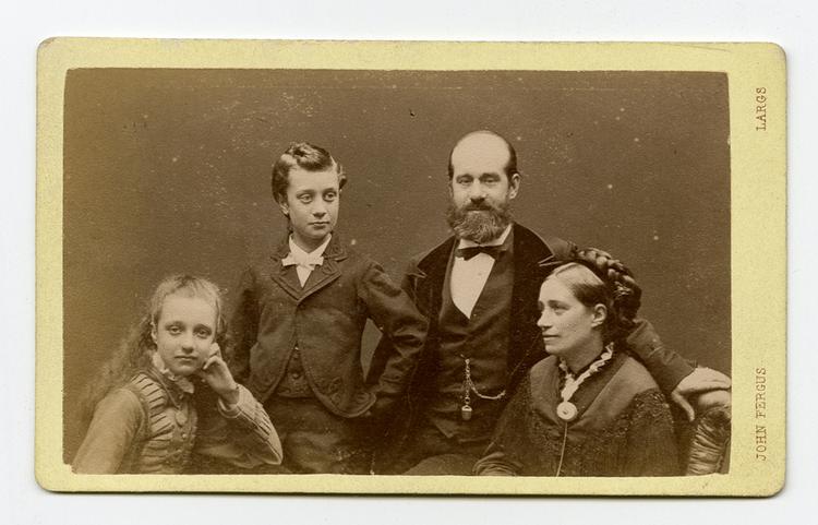 Image of Carte de visit featuring a group photograph of the Horniman family