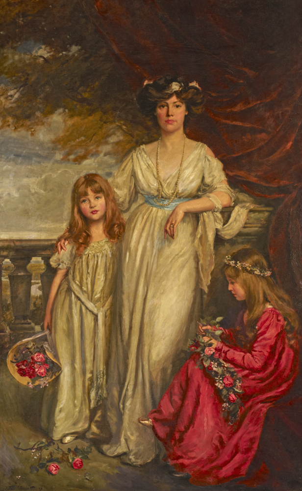 General view of Horniman Musuem object no. nn19023, a portrait of Minnie Horniman and her daughters Minifred Louise and Erica by Arthur Garratt.