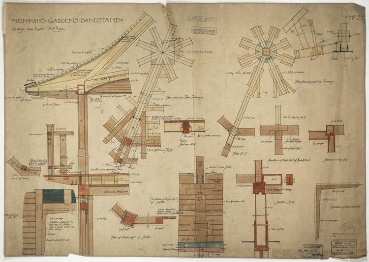 Image of Horniman's Gardens Bandstand: Details one eighth full size