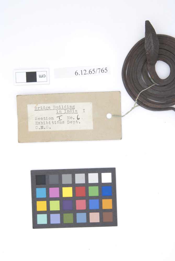 Rear view of label of Horniman Museum object no 6.12.65/765