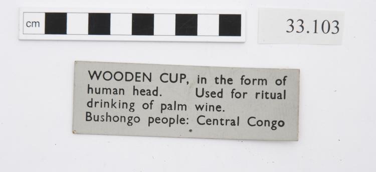 General view of label of Horniman Museum object no 33.103