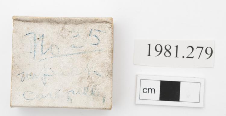 Top view of label of Horniman Museum object no 1981.279