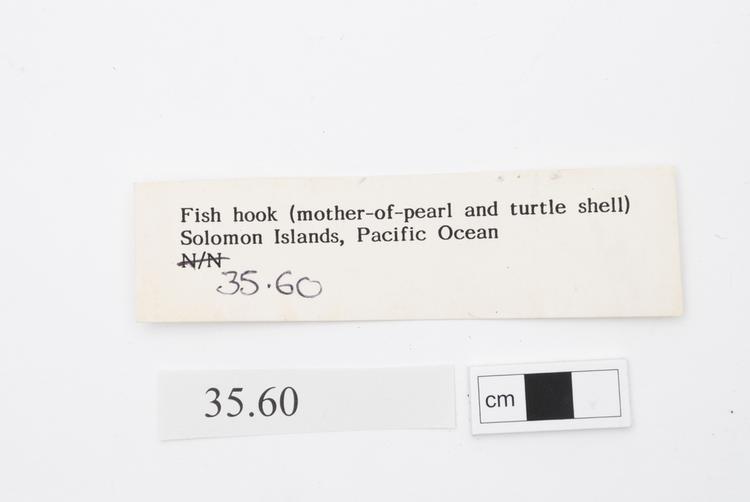 General view of label of Horniman Museum object no 35.60