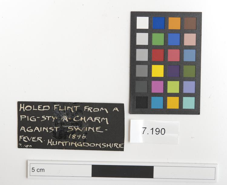 General view of label of Horniman Museum object no 7.190