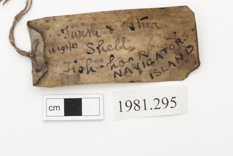 General view of label of Horniman Museum object no 1981.295