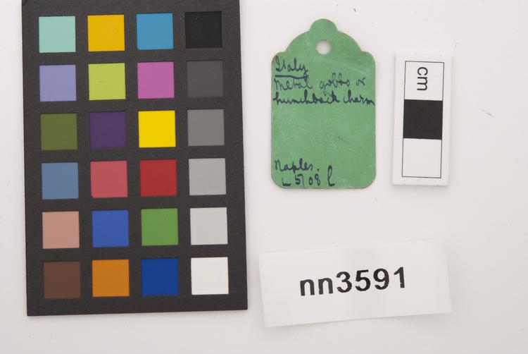 General view of label of Horniman Museum object no nn3591