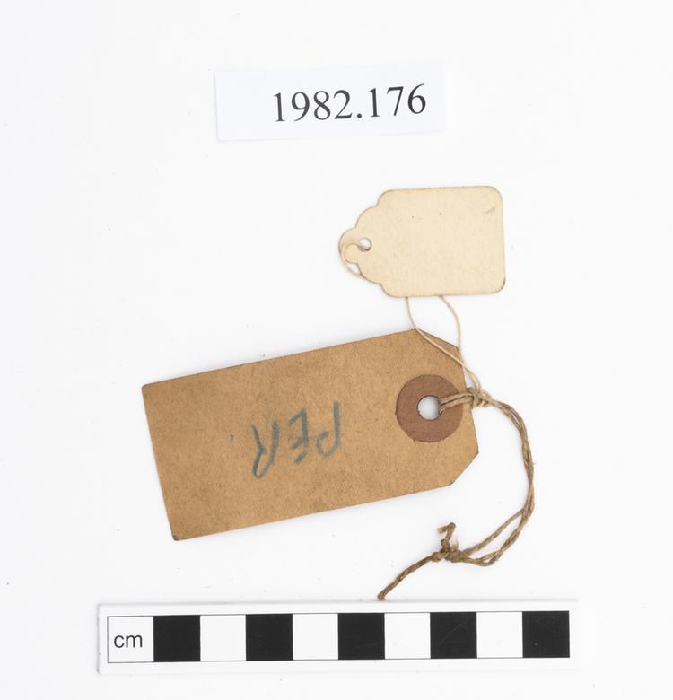 Rear view of label of Horniman Museum object no 1982.176