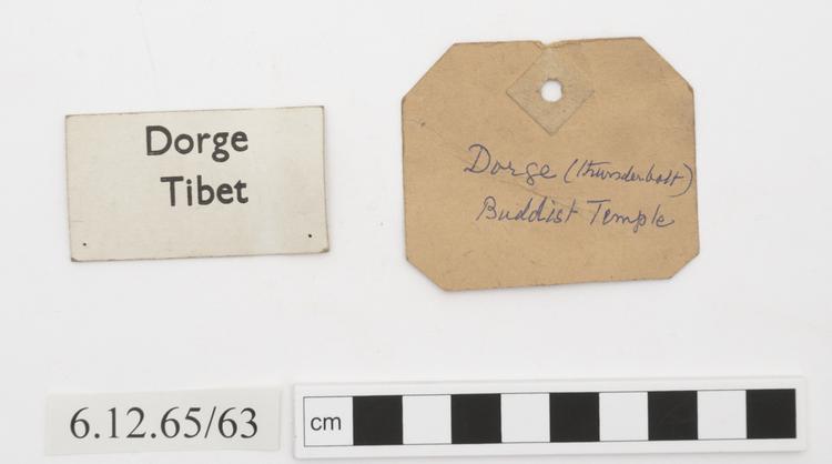 General view of label of Horniman Museum object no 6.12.65/63