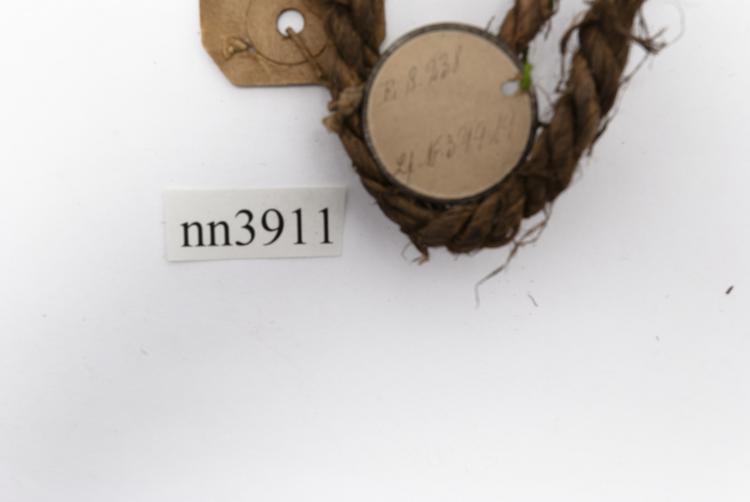 Rear view of label of Horniman Museum object no nn3911