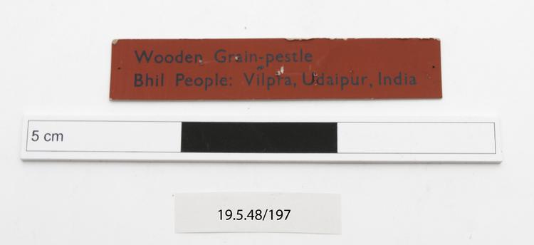 General view of label of Horniman Museum object no 19.5.48/197