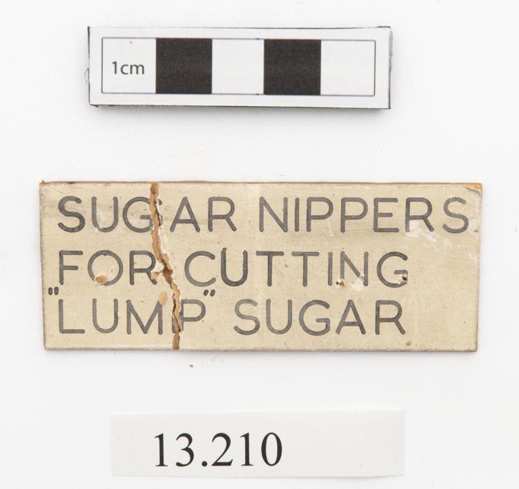 General view of label of Horniman Museum object no 13.210