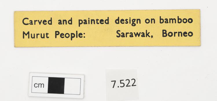 General view of label of Horniman Museum object no 7.522
