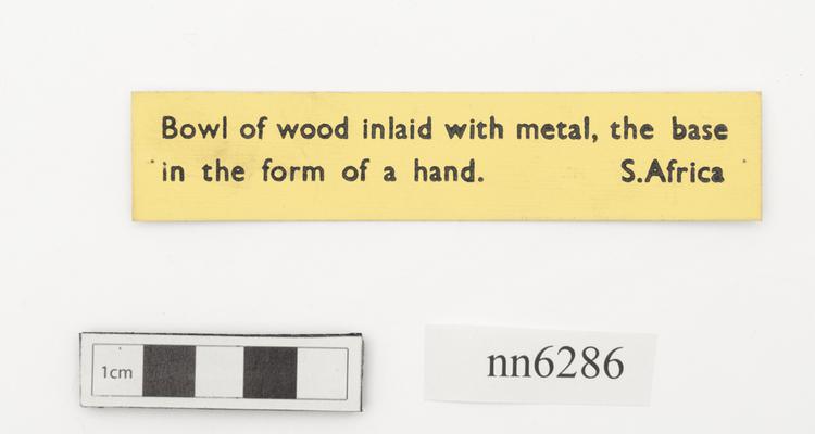 General view of label of Horniman Museum object no nn6286