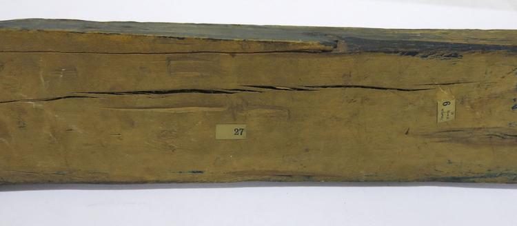 General view of the labels on the bottom of Horniman Museum object no 4858