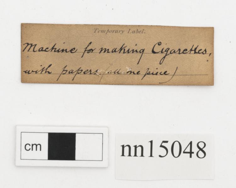 General view of label of Horniman Museum object no nn15048