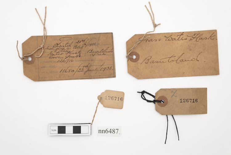 General view of label of Horniman Museum object no nn6487