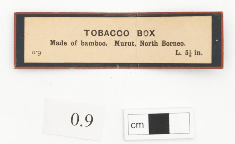General view of label of Horniman Museum object no 0.9
