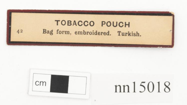 General view of label of Horniman Museum object no nn15018