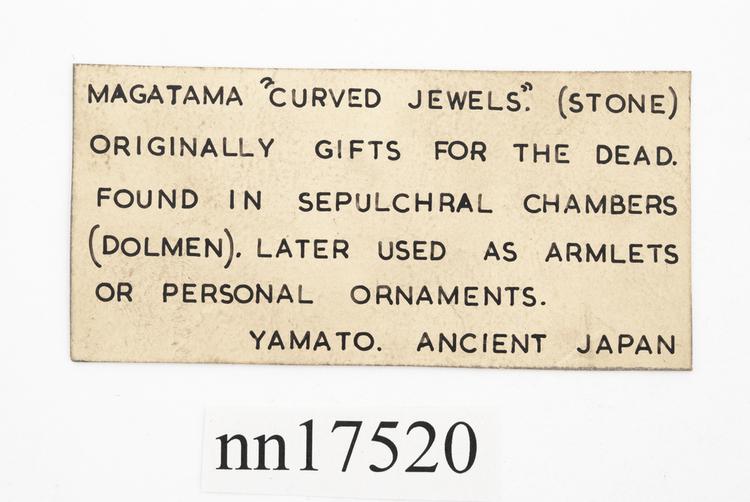 General view of label of Horniman Museum object no nn17520
