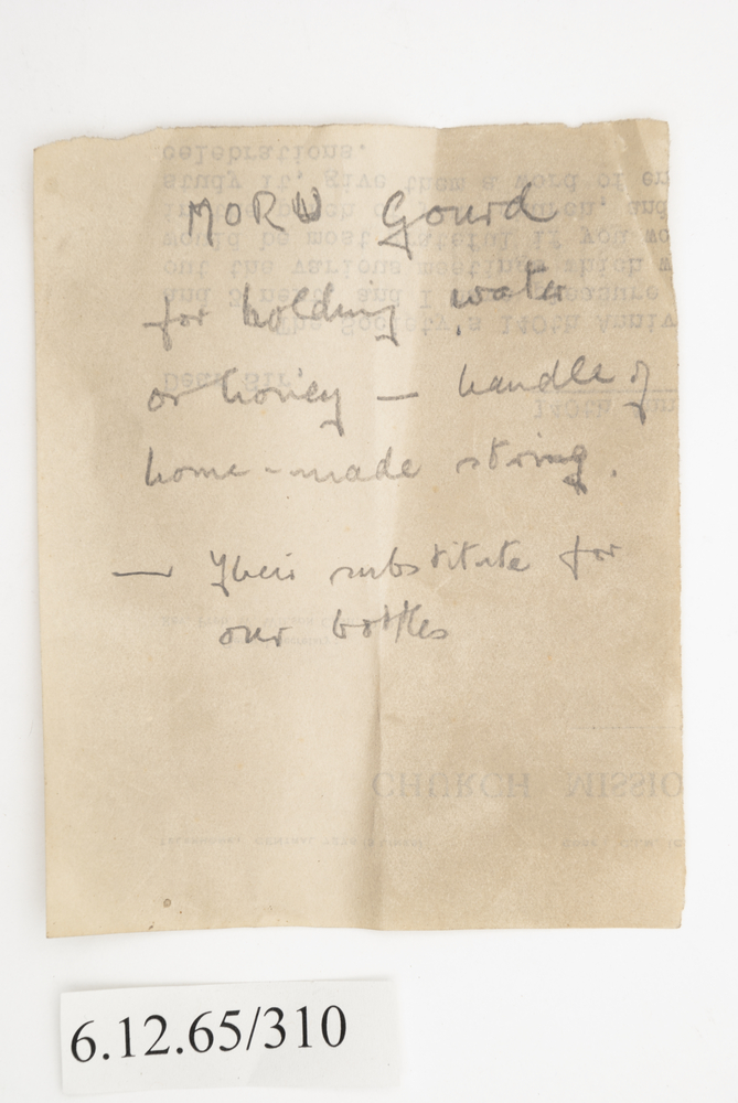 General view of label of Horniman Museum object no 6.12.65/310