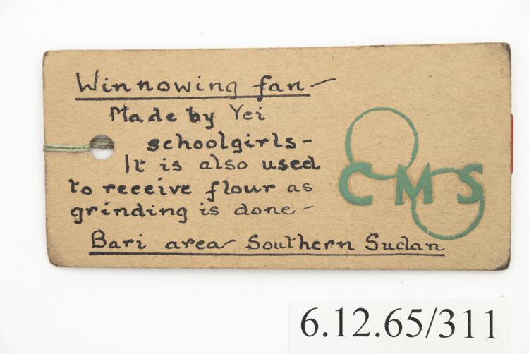 General view of label of Horniman Museum object no 6.12.65/311