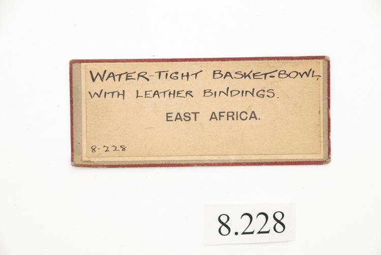 General view of label of Horniman Museum object no 8.228