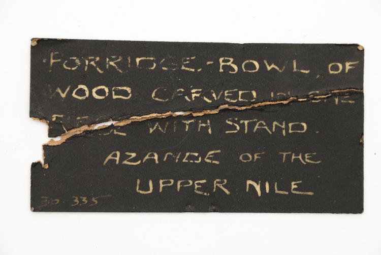 General view of label of Horniman Museum object no 30.335