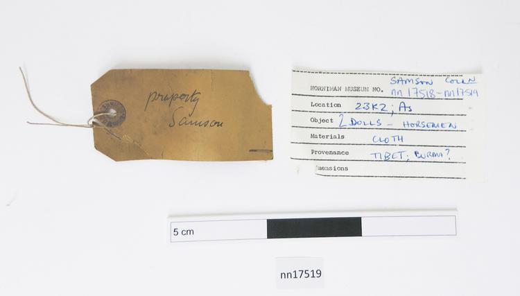 General view of label of Horniman Museum object no nn17519