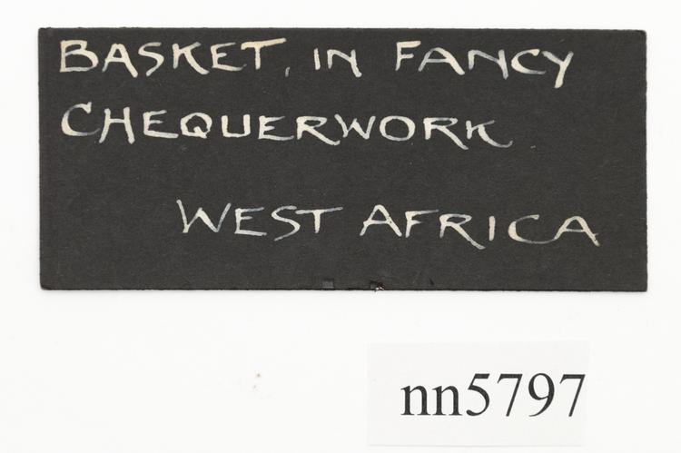 General view of label of Horniman Museum object no nn5797