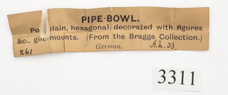 General view of label of Horniman Museum object no 3311