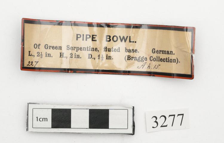 General view of label of Horniman Museum object no 3277