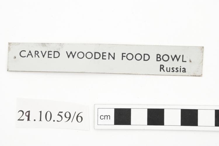 General view of label of Horniman Museum object no 29.10.59/6