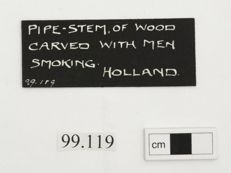 General view of label of Horniman Museum object no 99.119