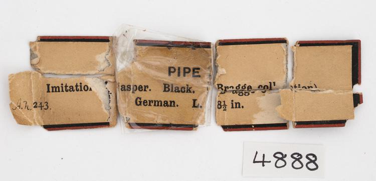 General view of label of Horniman Museum object no 4888