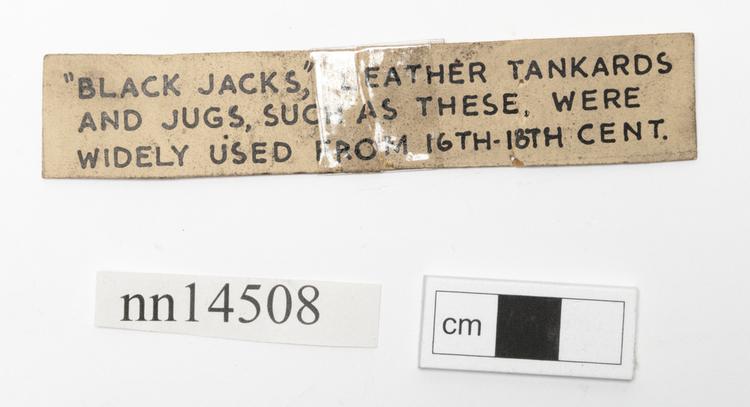General view of label of Horniman Museum object no nn14508