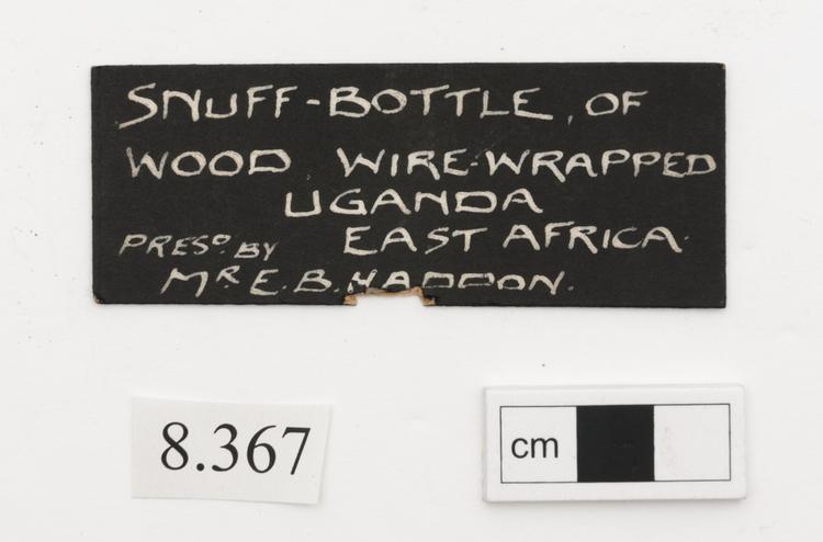 General view of label of Horniman Museum object no 8.364