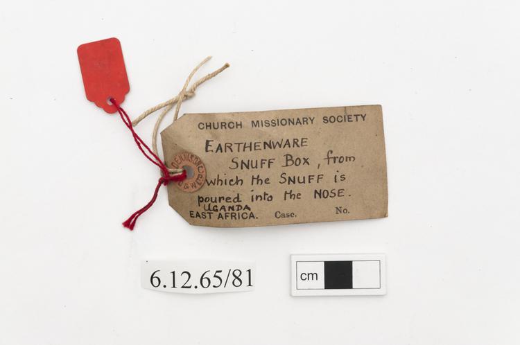 General view of label of Horniman Museum object no 6.12.65/81