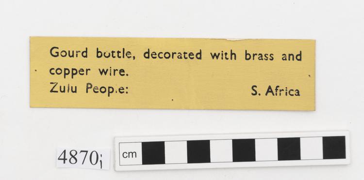 General view of label of Horniman Museum object no 4870i