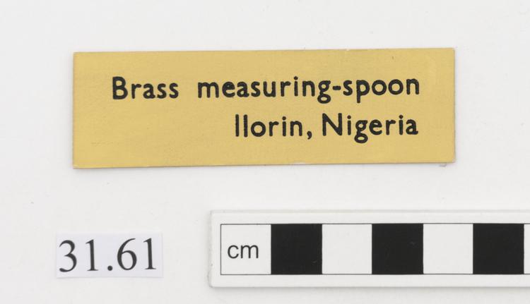 General view of label of Horniman Museum object no 31.61