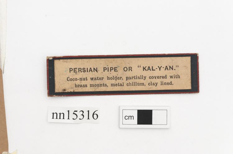 General view of label of Horniman Museum object no nn15316