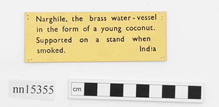 General view of label of Horniman Museum object no nn15355