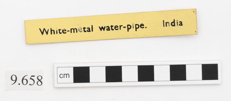 General view of label of Horniman Museum object no 9.658