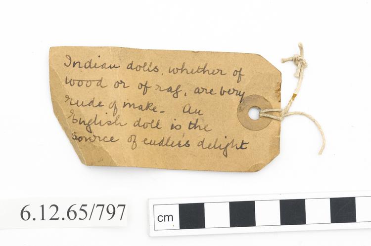 General view of label of Horniman Museum object no 6.12.65/797