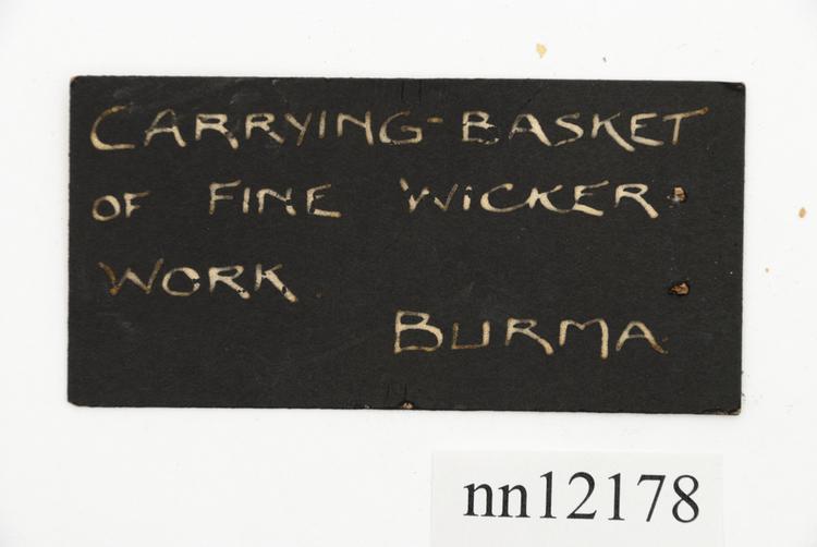 General view of label of Horniman Museum object no nn12178