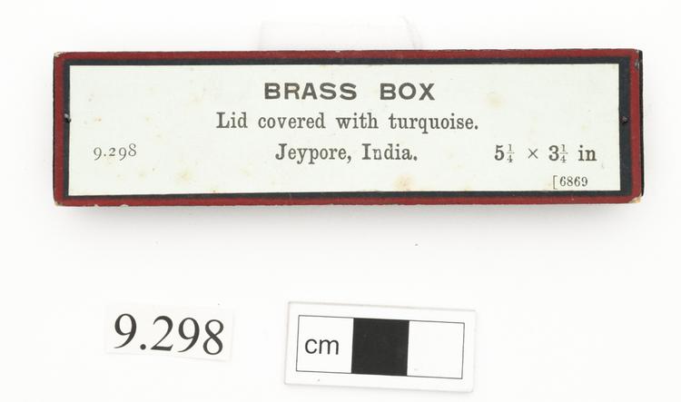 General view of label of Horniman Museum object no 9.298