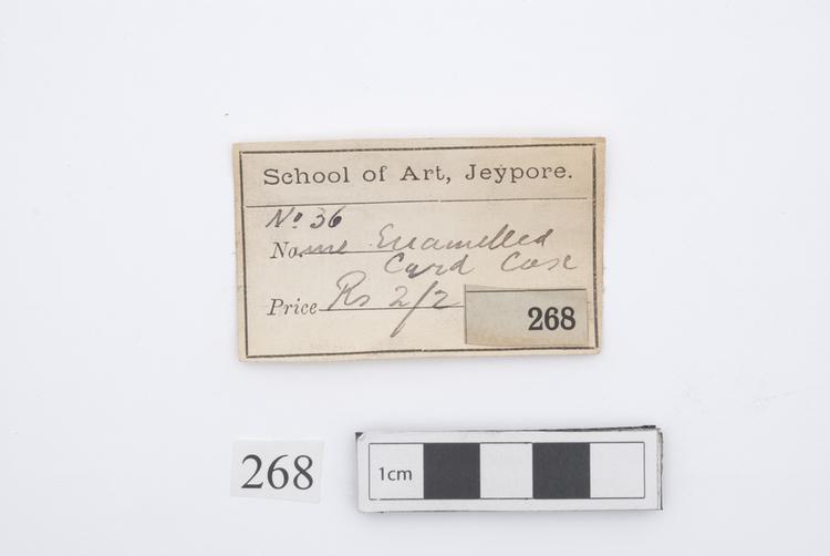 General view of label of Horniman Museum object no 268