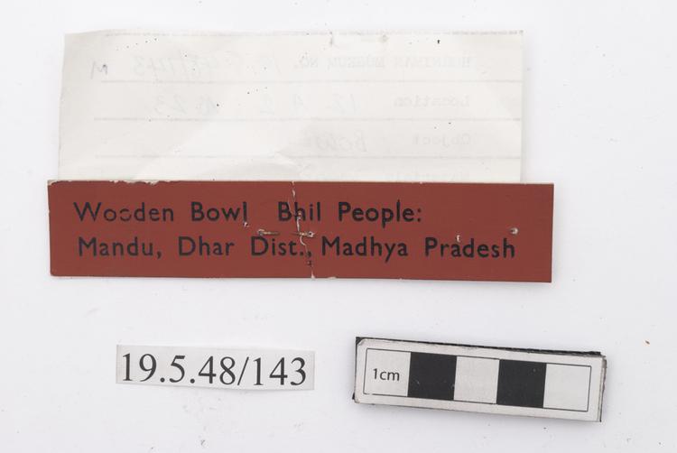 General view of label of Horniman Museum object no 19.5.48/143